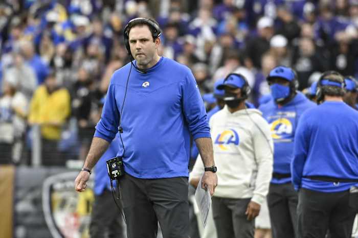 Jan 2, 2022; Baltimore, Maryland, USA; Los Angeles Rams offensive assistant Kevin Carberry during the second half against the Baltimore Ravens at M&T Bank Stadium.